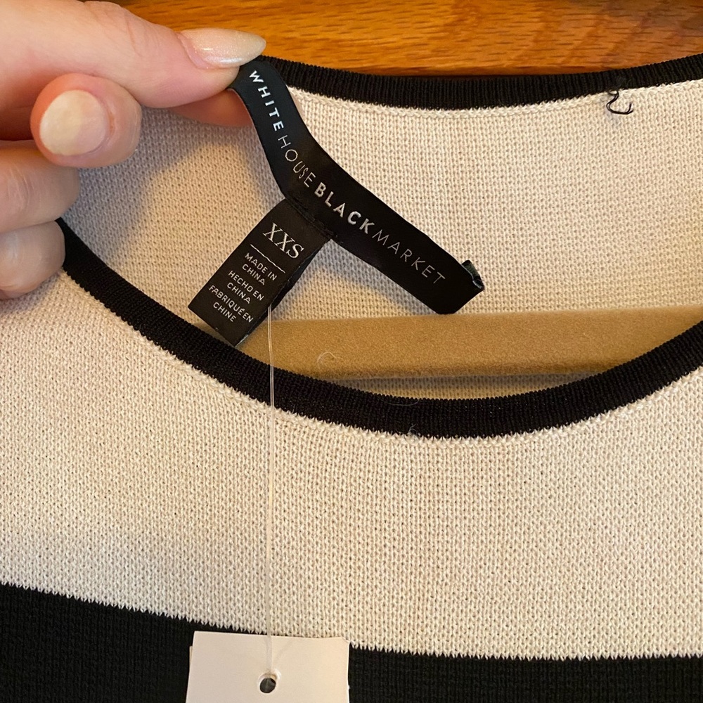 White House black market black and white flare midi dress